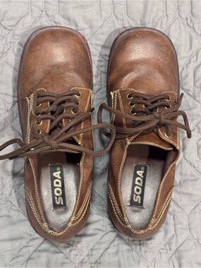 Soda Women’s Dark Brown Leather 90’s Chunky Platform Oxfords